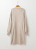 Beige Side Pockets Open Front Long Knitted Cardigan