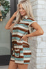 White Stripe Button Polo Collar Tee Drawstring Elastic Waist Patchwork 2pcs Short Set