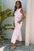 Rose Stripe Casual Wide Leg 2pcs Pants Set