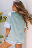 Smoke Green Frayed Denim Star Patched Oversize T Shirt