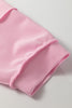 Pink Drop Shoulder Long Sleeve Plus Size Ribbed Top
