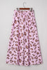 Pink Drawstring Leopard Print Patch Pocket Loose Pants