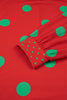 Red Polka Dot Print Contrast Detail Oversized Tunic Sweatshirt