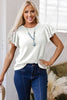 White Layered Ruffle Short Sleeve Round Neck Top