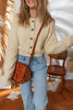 Beige Button Front Cropped Cardigan Sweater