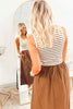 Chestnut Striped Colorblock Patchwork Sleeveless Casual Long Dress