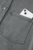 Medium Grey Mineral Wash Chest Pockets Drop Shoulder Shacket with Side Slit