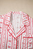Red Cute Bow Heart Print Ribbon Decor Short 2pcs Pajama Set