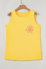 Yellow Cream Flower Graphic Casual Tank Top