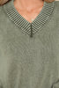 Black Mineral Wash V Neck Knit Exposed Seam Drop Shoulder Loose Sweater