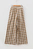 Brown Gingham Plaid Tie Elastic Waist Shift Pants