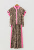 Brown Contrast Trim Leopard Top and Pant Set