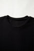 Black Ribbed Long Sleeve Crew Neck Solid Color Bodysuit