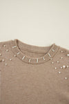 Evergreen Pearled Drop Shoulder Round Neck Sweater