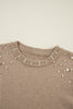 Evergreen Pearled Drop Shoulder Round Neck Sweater