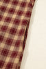 Red Plaid Print Ruffled Long Sleeve Patchwork Hem Mini Shirt Dress