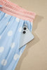 Pink Polka Dot Contrast Trim Long Sleeve Top Drawstring Shift Pants Set