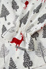 White Christmas Fashion Print Velvet Trim Bow Knot Pajama 2pcs Short Set