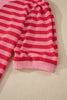 Red Stripe Puff Short Sleeve T Shirt Matching Shorts Set