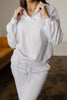 Bright Pink Polo Collar V Neck Pullover and Drawstring Sweatpants Set