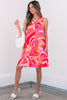 Rose Abstract Floral Print Sleeveless Shift Mini Dress