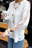 White Sheer Lace Splicing Long Sleeve Shift Top