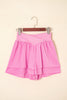 Bright Pink Crossed Waist Tiered Flowy Shorts