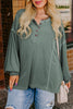 Seagrass Plus Size Exposed Seam Drop Shoulder Henley Top