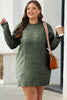 Coffee Cable Knit Drop Shoulder Loose Fit Sweater Dress