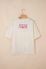 Jet Stream Floral Patched Raw Seam Big Flower Oversize Tee
