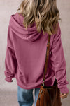 Black Fleece Lined Kangaroo Pocket Drawstring Chunky Hoodie