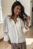 White Lace Patchwork Buttoned Stand Neck Loose Shirt