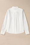 White Lace Crochet Trim Turn Down Collar Buttoned Shirt