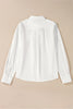 White Lace Crochet Trim Turn Down Collar Buttoned Shirt