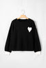 Black Heart Detail Contrast Cuffs Baggy Sweater
