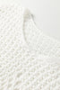 White Hollowed Detail Wide Sleeve Loose Pullover Sweater