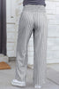 Sky Blue Stripe Shirred High Waist Loose Summer Pants