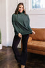 Green Stripe High Neck Dropped Shoulder Long Sleeve Casual Top