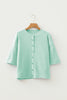 Peach Blossom 3/4 Sleeve Boxy Knit Button Down Sweater Cardigan