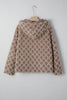 Chestnut Sherpa Rhombus Zip Up Side Pocket Hooded Jacket