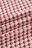 Red Contrast Color Pattern Lantern Sleeve Sweater