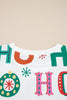 White Plus Size Christmas Ho Ho Ho Print Long Sleeve Top and Shorts 2pc Lounge Set