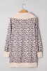 Khaki Leopard Print Zip up Collar Patchwork Shift Mini Dress
