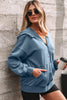 Black Half Zip Kangaroo Pocket Mineral Wash Baggy Hoodie