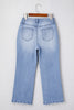 Carbon Grey Mineral Wash Raw Hem High Waist Flared Jeans