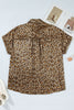 Gold Plus Size Leopard Print Short Sleeve Dolman Shirt