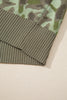 Green Camo Print Button Front Loose Sweater Vest