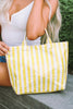 Blackish Green Glossy Striped Vinyl Large Tote Bag