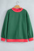 Pink Colorblock Polka Dot Contrast Trim Oversized Sweatshirt