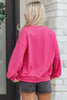 Rose Red Lucky Clover Embroidered Loose Pullover Sweatshirt